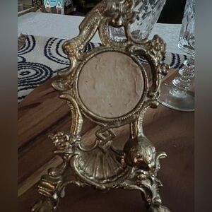 Vintage Brass pocket watch/metal display easel in Art Nouveau style